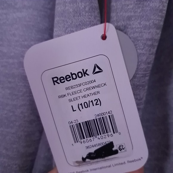 Reebok Essential Hoodie, Gray Kids‎ Fleece Crew Neck, Size L 10/12 - Picture 8 of 14